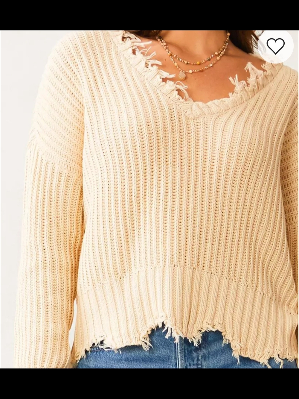 Z Supply Distressed Sweater NWT Cream Size Medium
